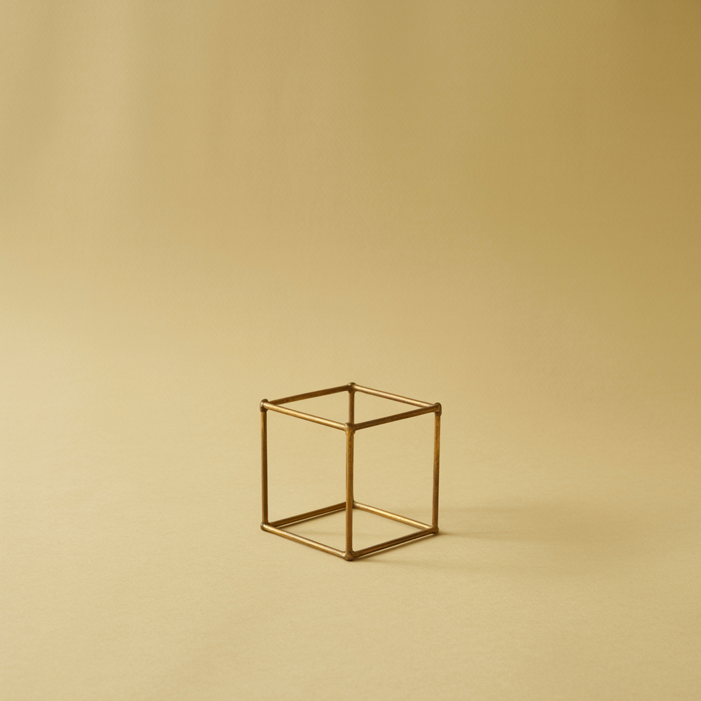 Een leeg messing frame op gevouwen papier